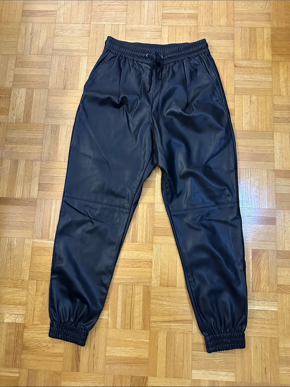 Zara Black Faux Leather Jogger Pants